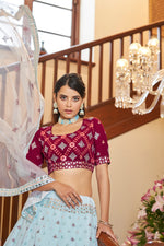 Sky blue color fancy designer lehenga choli - Joshindia