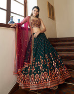 Trending Green and pink color designer lehenga choli - Joshindia