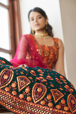 Trending Green and pink color designer lehenga choli - Joshindia