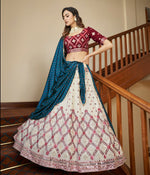 Latest beige Maroon Color Sequence Designer lehenga Choli - Joshindia
