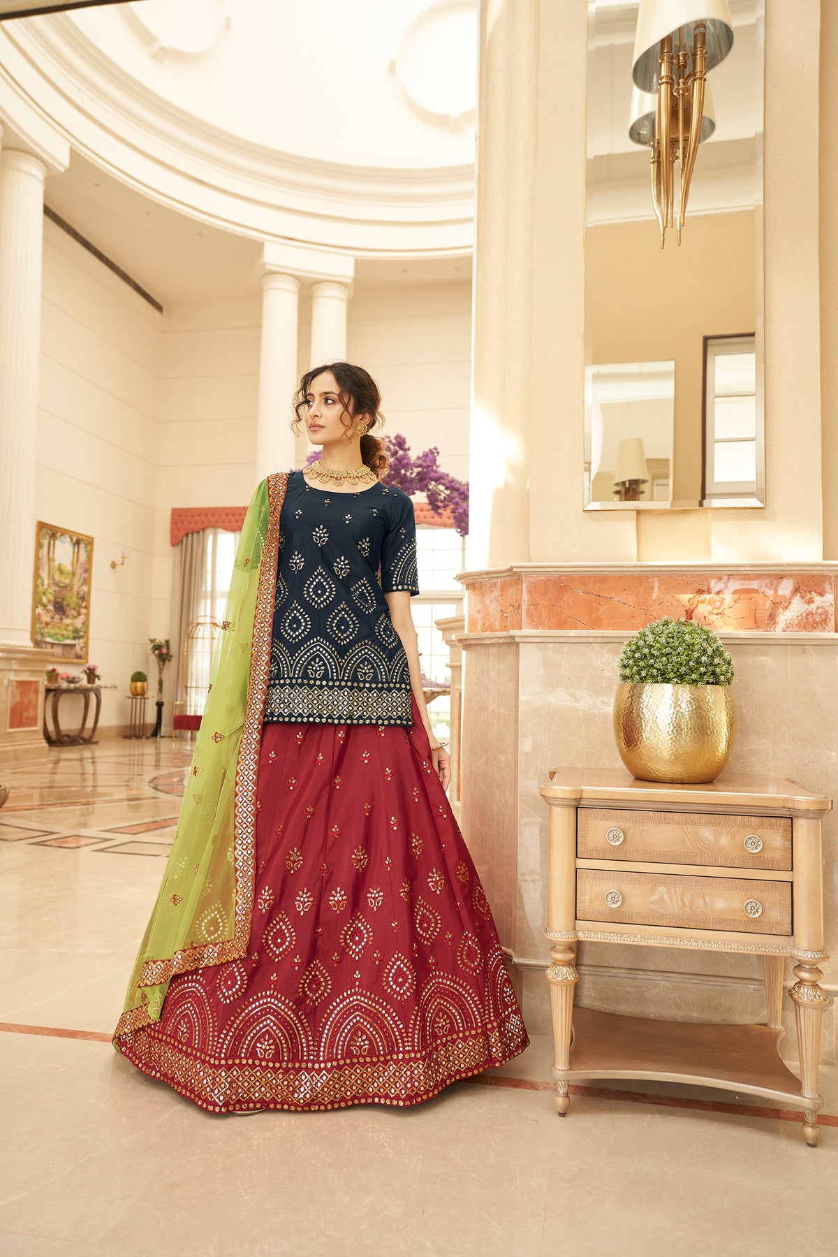 Best Multi Color Chinon Chiffon Lehenga Choli - Joshindia
