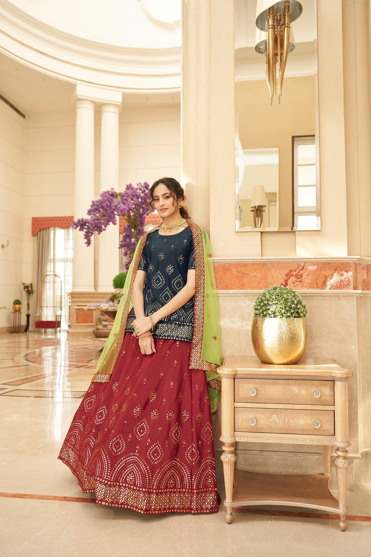 Best Multi Color Chinon Chiffon Lehenga Choli - Joshindia