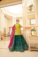 Fabulous Multicolour Chinon Chiffon Lehenga Choli With Dupatta - Joshindia