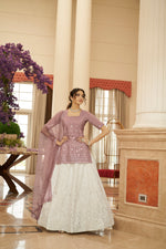 Buy Pearl White And Dusty Pink Lehenga Choli - Joshindia