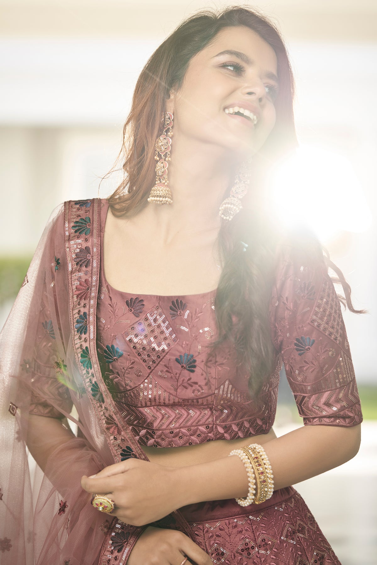 Rust Orangecolor latest designer lehenga choli - Joshindia