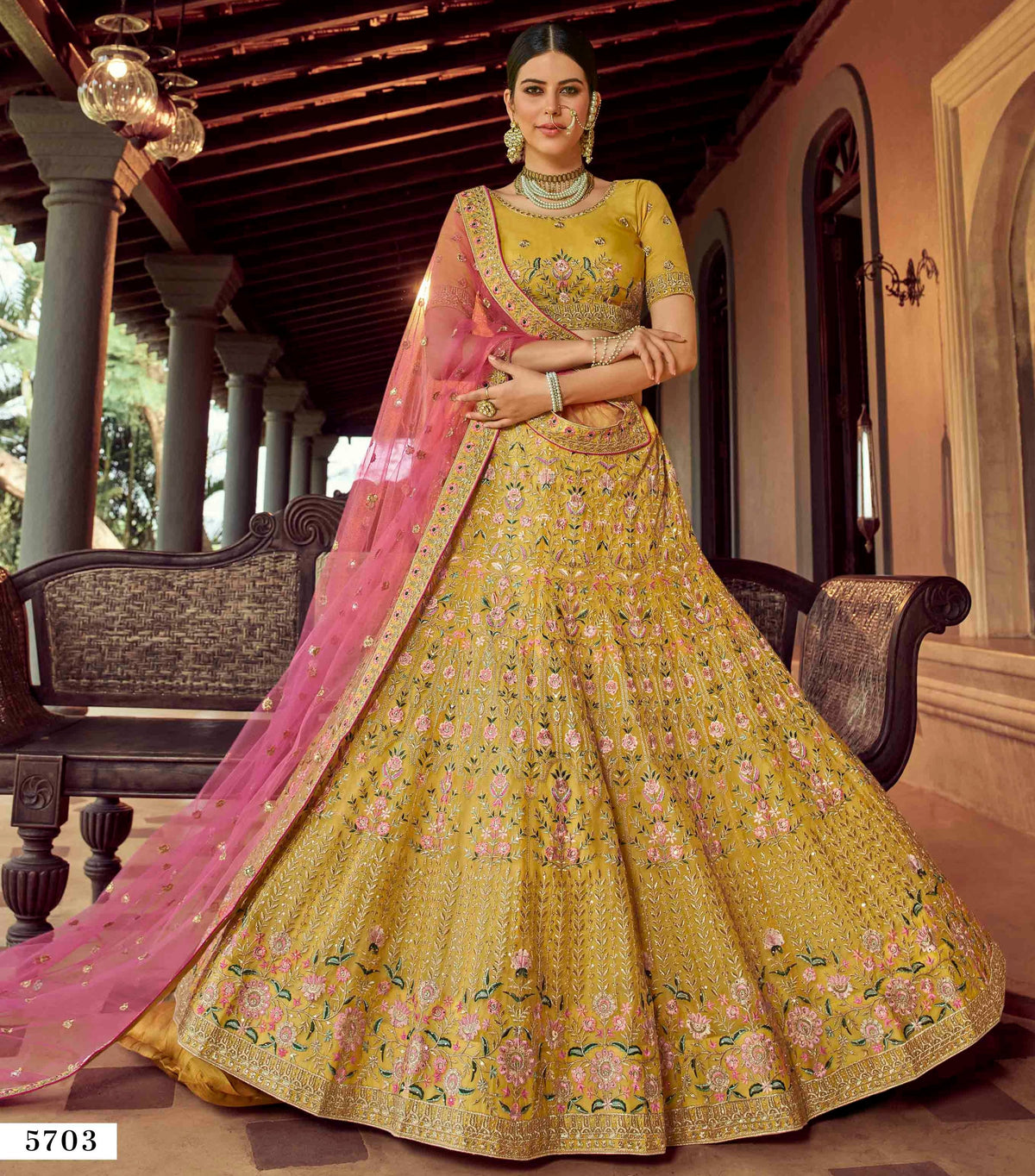 Trending mustard yellow color designer lehenga choli buy now - Joshindia