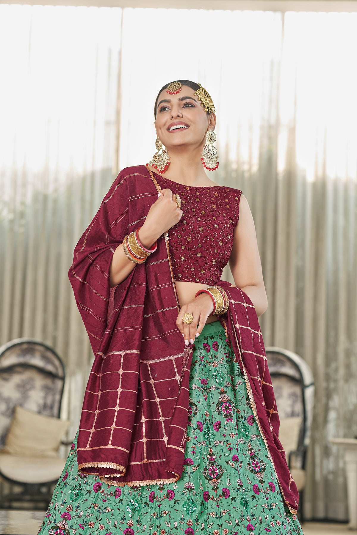 Trending Pista GreenColor Lehenga Choli For Wedding - Joshindia