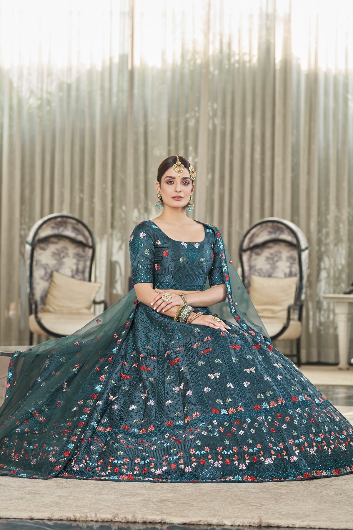 Trending Teal Green Color Lehenga Choli For Wedding - Joshindia