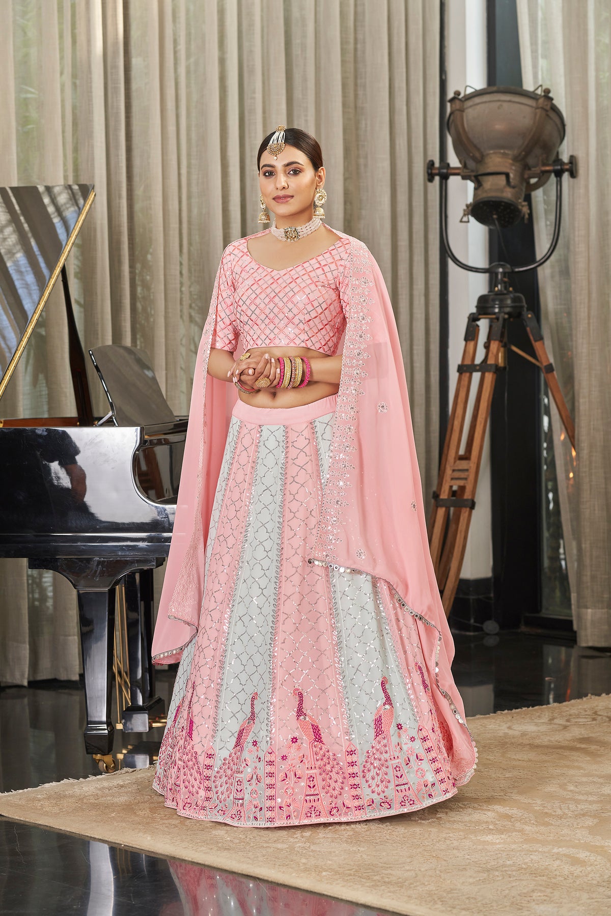 Beautiful Pink Color Lehenga Choli For Wedding - Joshindia