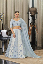 Amazing White & Sky Multi Color Lehenga Choli For Wedding - Joshindia