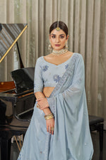 Amazing White & Sky Multi Color Lehenga Choli For Wedding - Joshindia