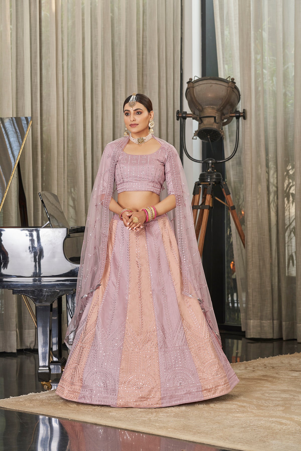 Amazing Pink & Peach Multi Color Lehenga Choli For Wedding - Joshindia