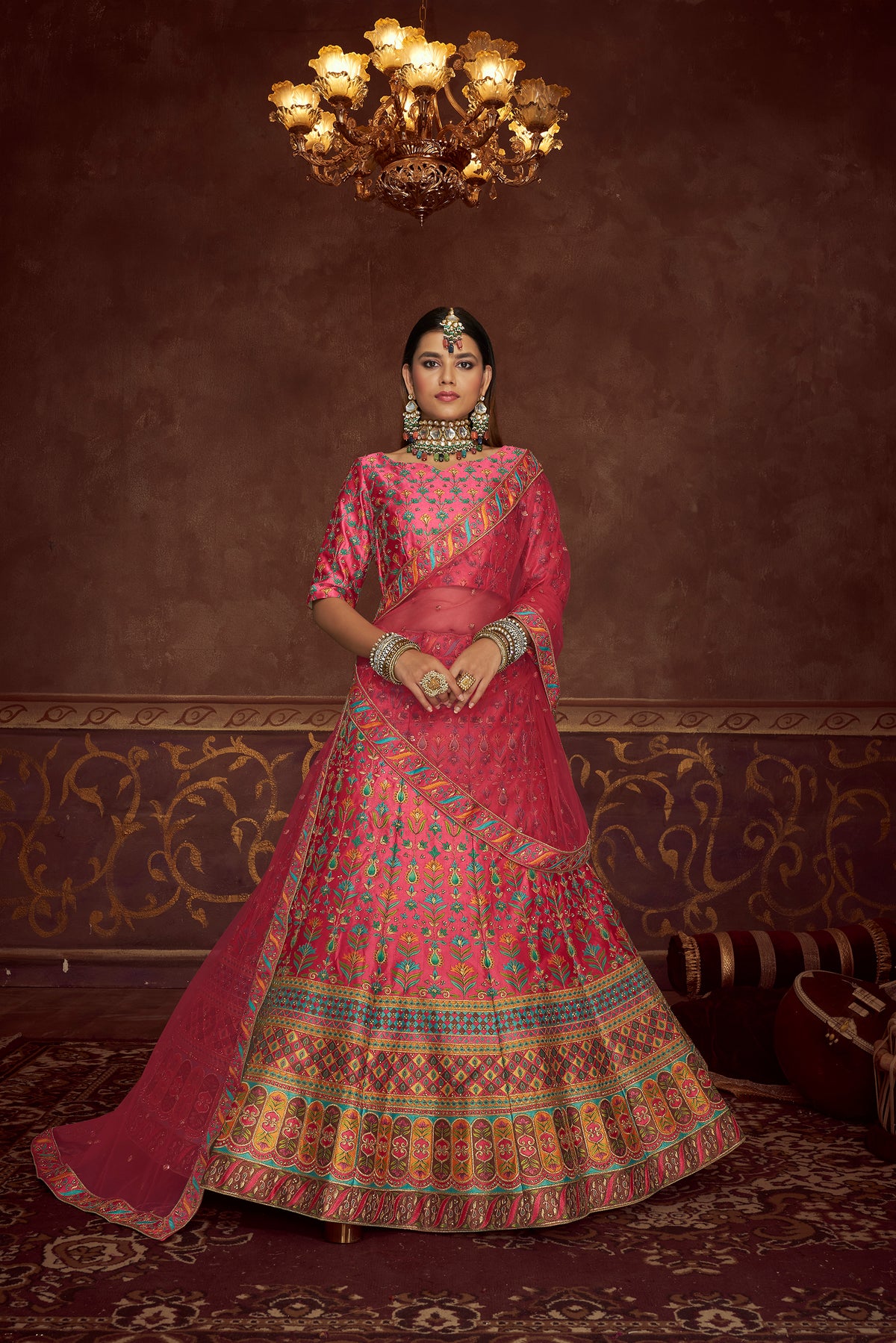 Elegant Pink Colour Silk Lehenga Choli - Joshindia