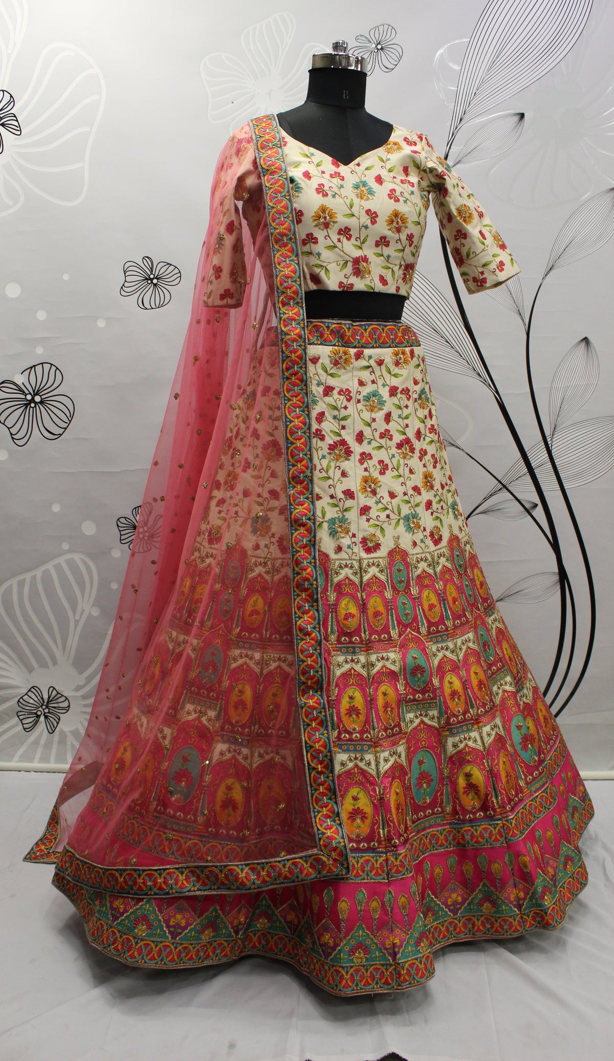 Beige Silk Designer Lehenga Choli - Joshindia