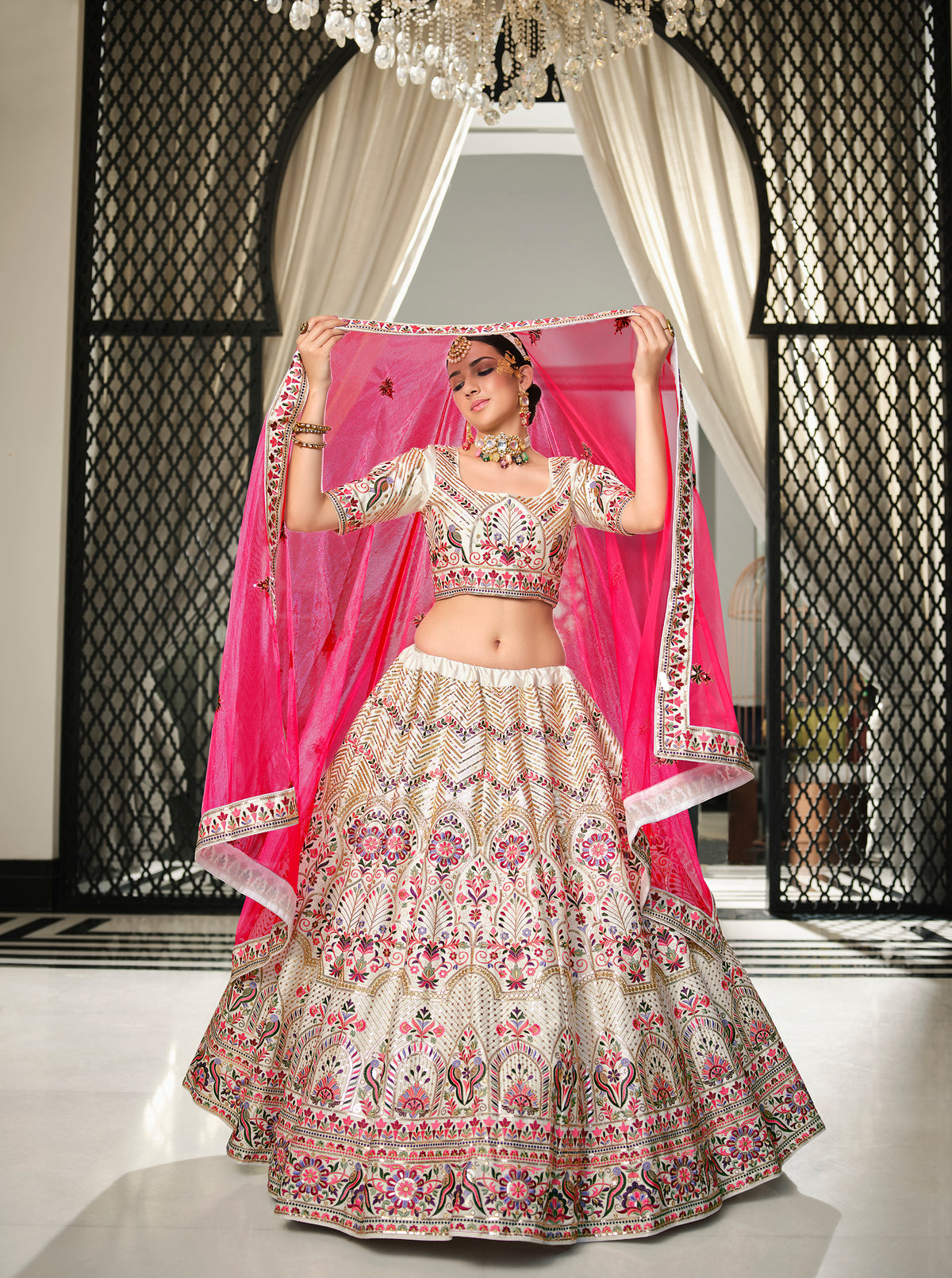 Designer Whitw Color Lehenga Choli For Wedding Look - Joshindia