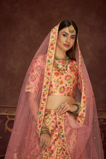 Fabulous Peach and Pink Silk Lehenga Choli with Dupatta - Joshindia