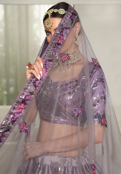 Latest Designer Dusty Purple Color Lehenga Choli For Party Look