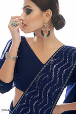 Beautiful Navy Blue color bollywood sequin saree - Joshindia