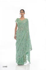 Beautiful Sea Green color bollywood sequin saree - Joshindia