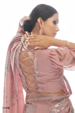 Beautiful Peah color bollywood sequin saree - Joshindia