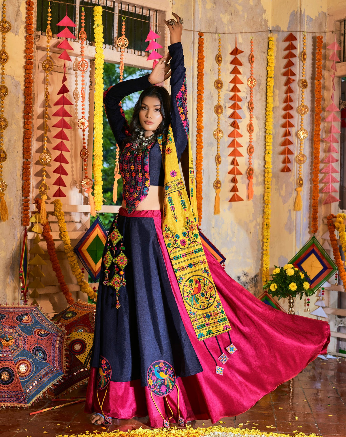 Buy Latest Silk Blue Navratri Special Lehenga Choli Online - Joshindia