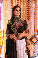 Festival Wear Black and White Stitched Navratri Special Lehenga Choli - Joshindia