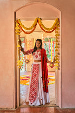 Buy White and Red Lehenga Choli for Navratri Online at Joshindia.com - Joshindia