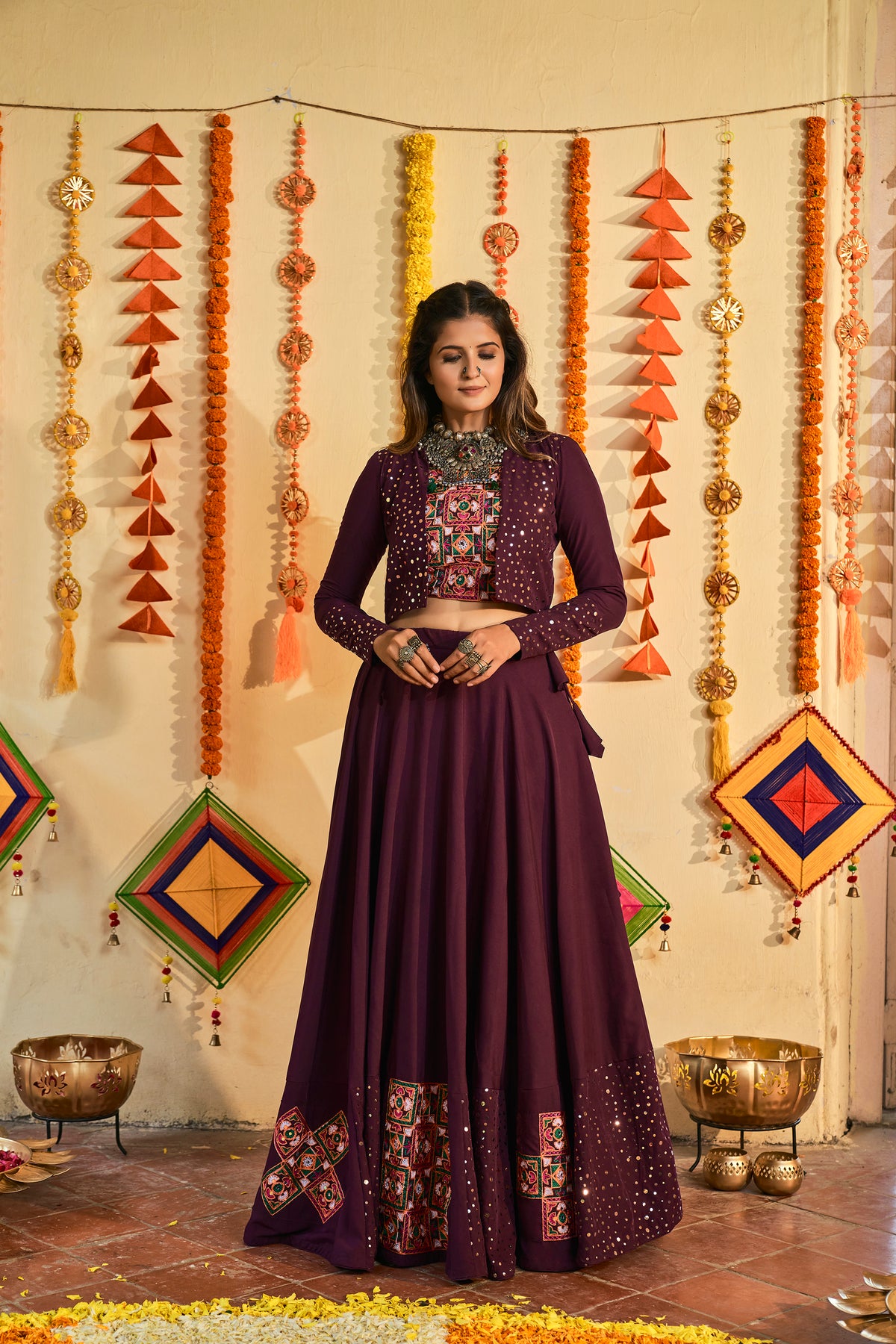 Navratri Special Purple Ghagra Choli Buy Online - Joshindia