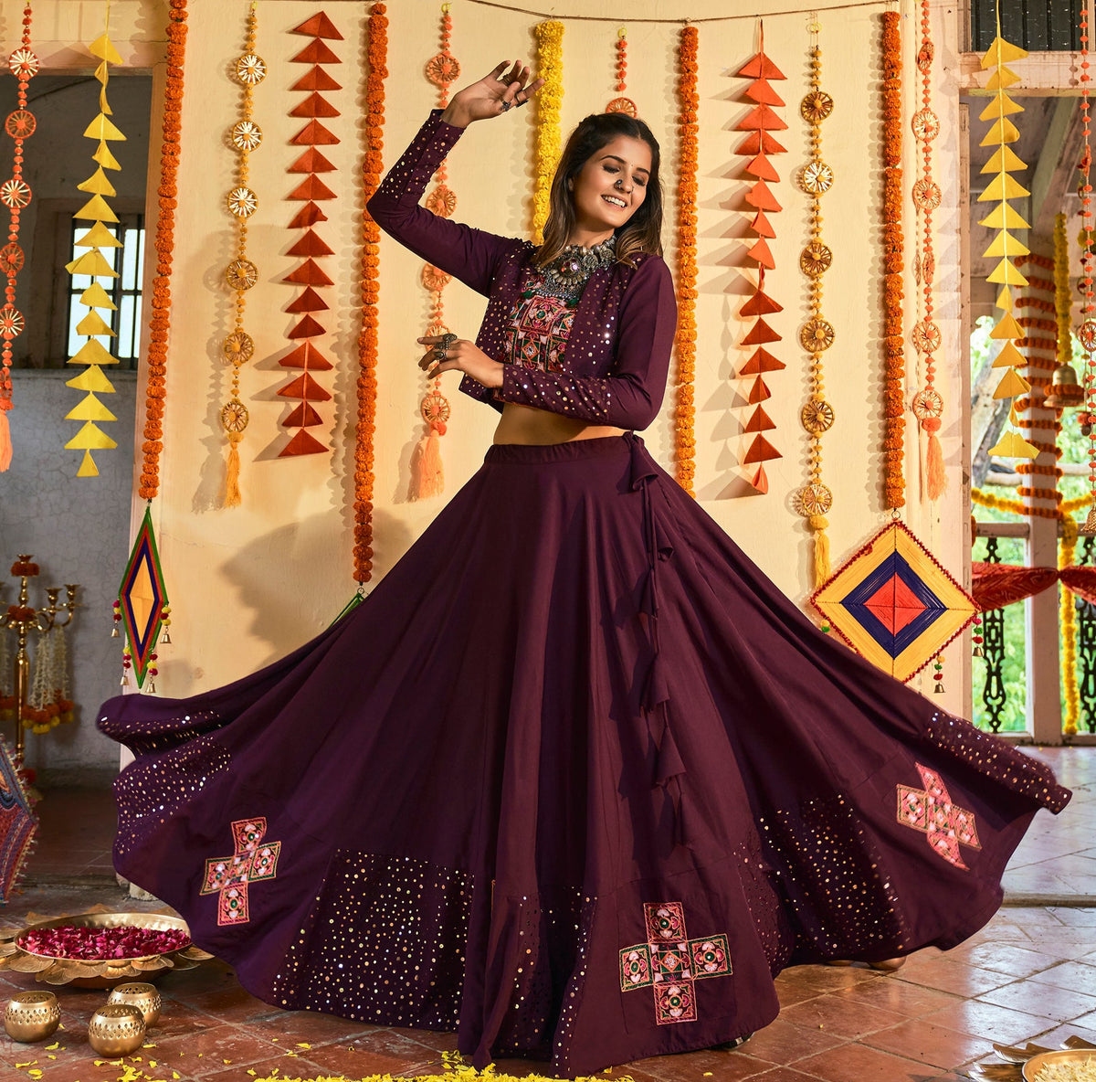 Navratri Special Purple Ghagra Choli Buy Online - Joshindia