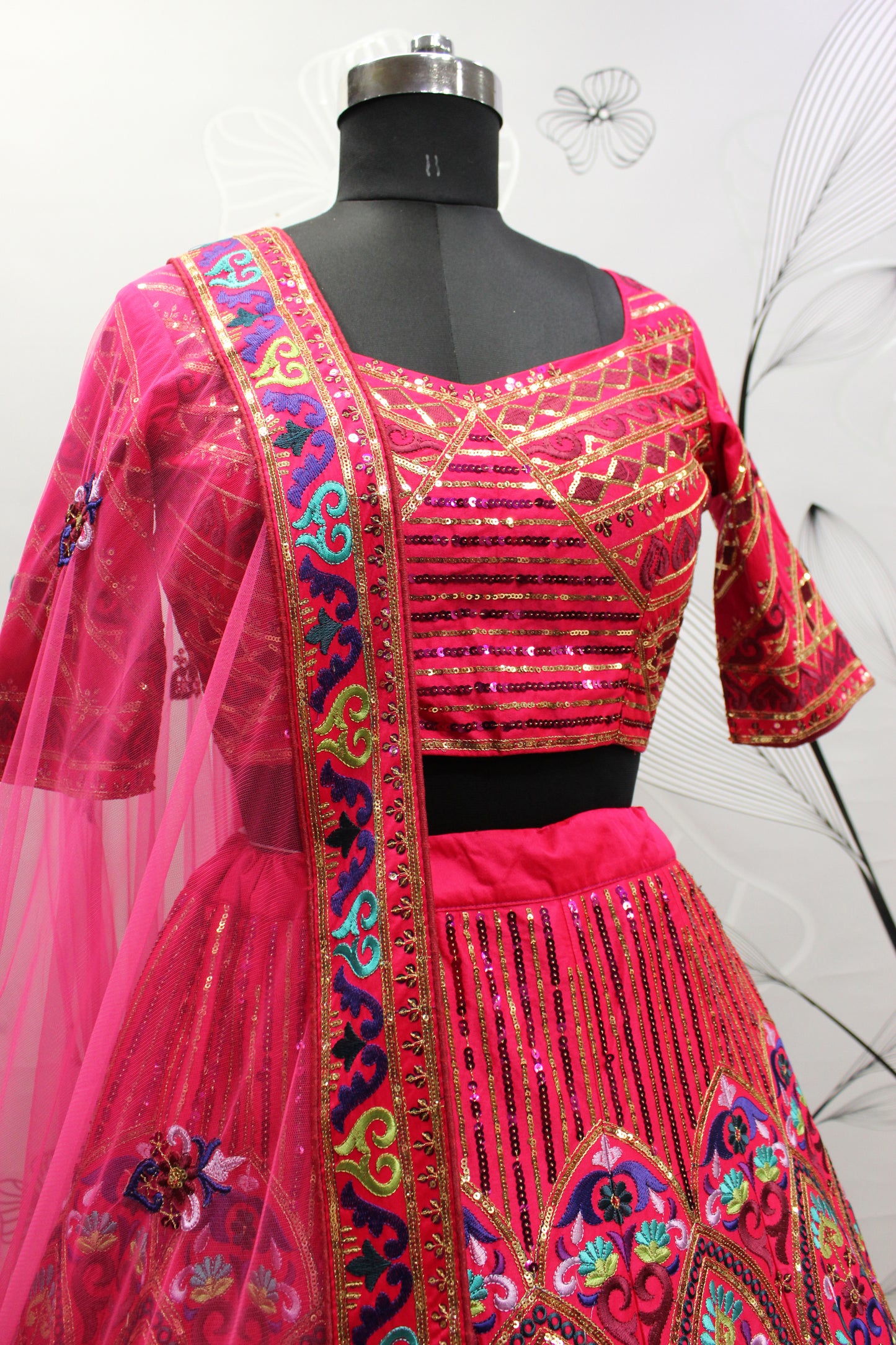 Latest Designer Deep Pink Color Lehenga Choli For Party Look