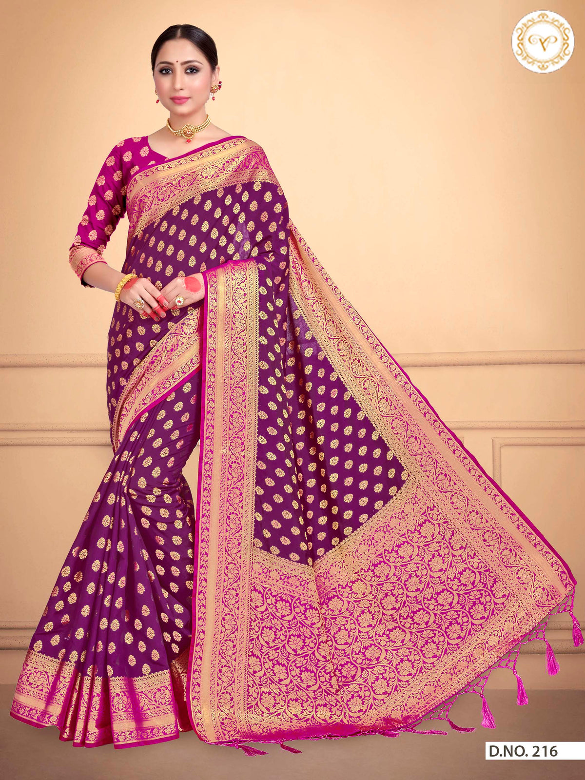 buy pink jacquard saree online - Joshindia