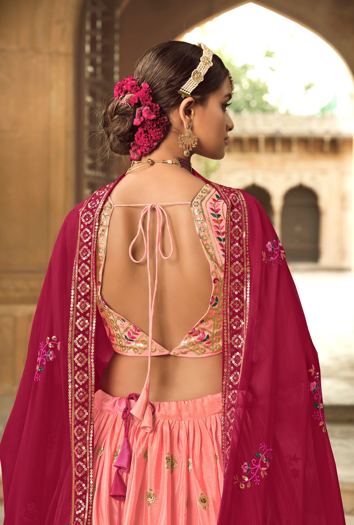 Beautiful Pink Color Lehenga Choli For Wedding - Joshindia