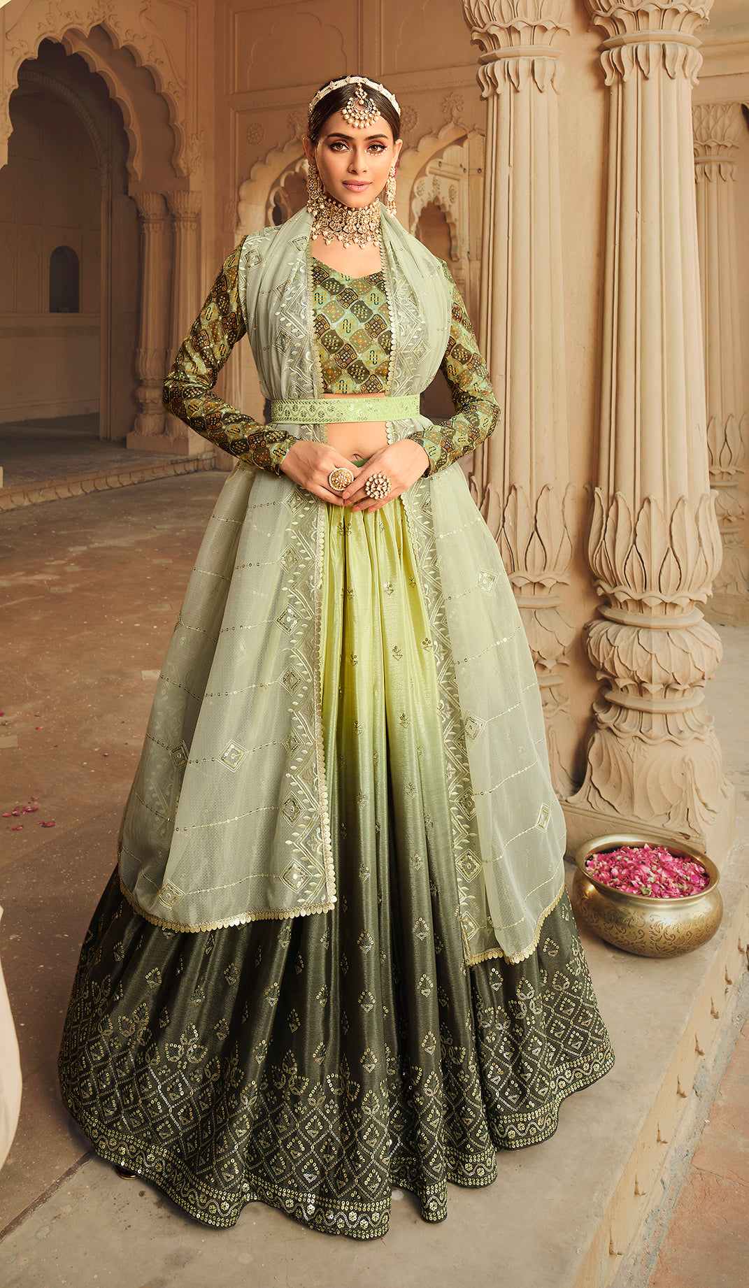 Beautiful Pista Color Lehenga Choli For Wedding - Joshindia