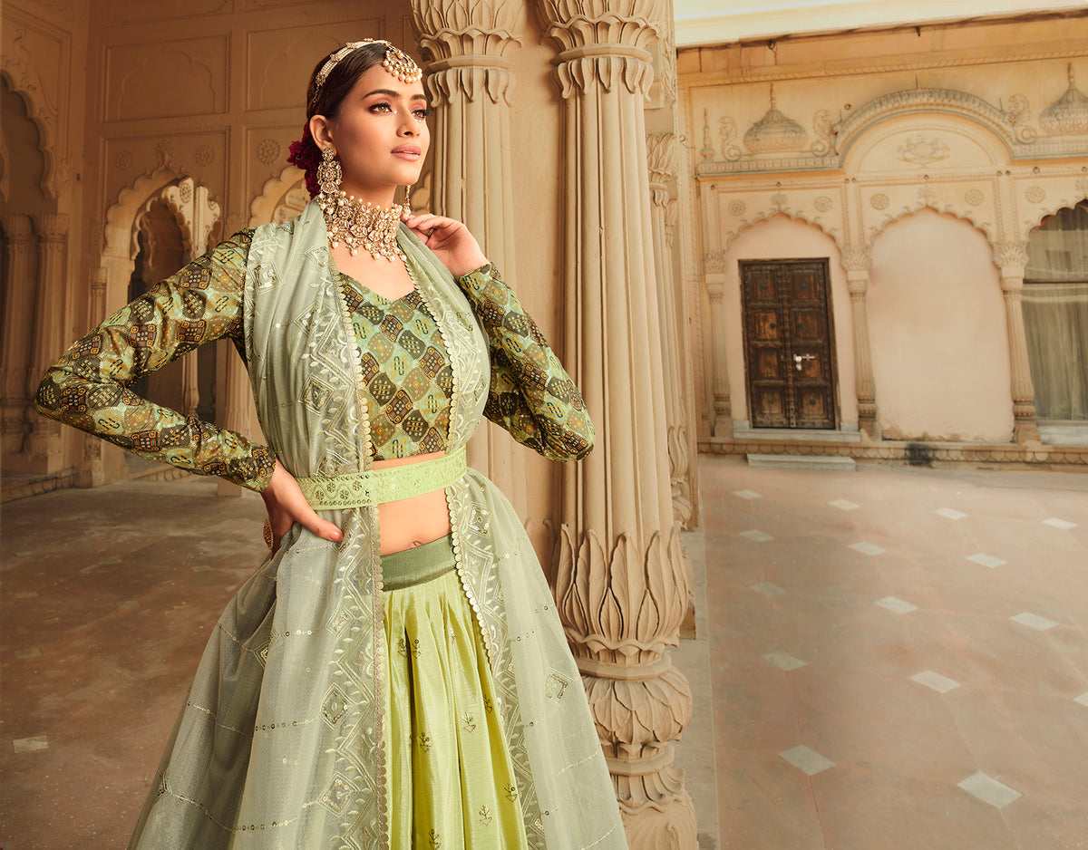 Beautiful Pista Color Lehenga Choli For Wedding - Joshindia