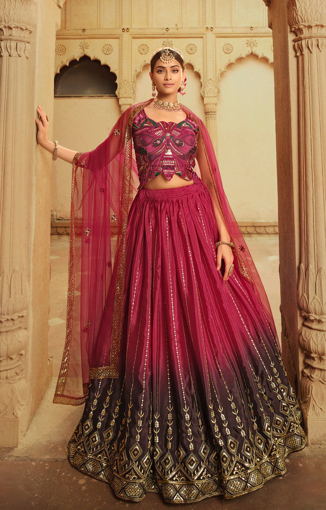 Beautiful Deep Pink Color Lehenga Choli For Wedding - Joshindia