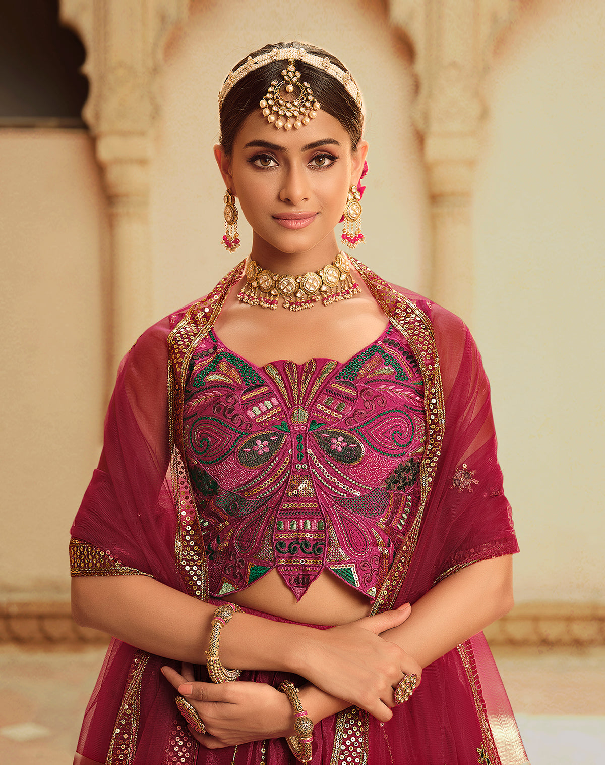 Beautiful Deep Pink Color Lehenga Choli For Wedding - Joshindia