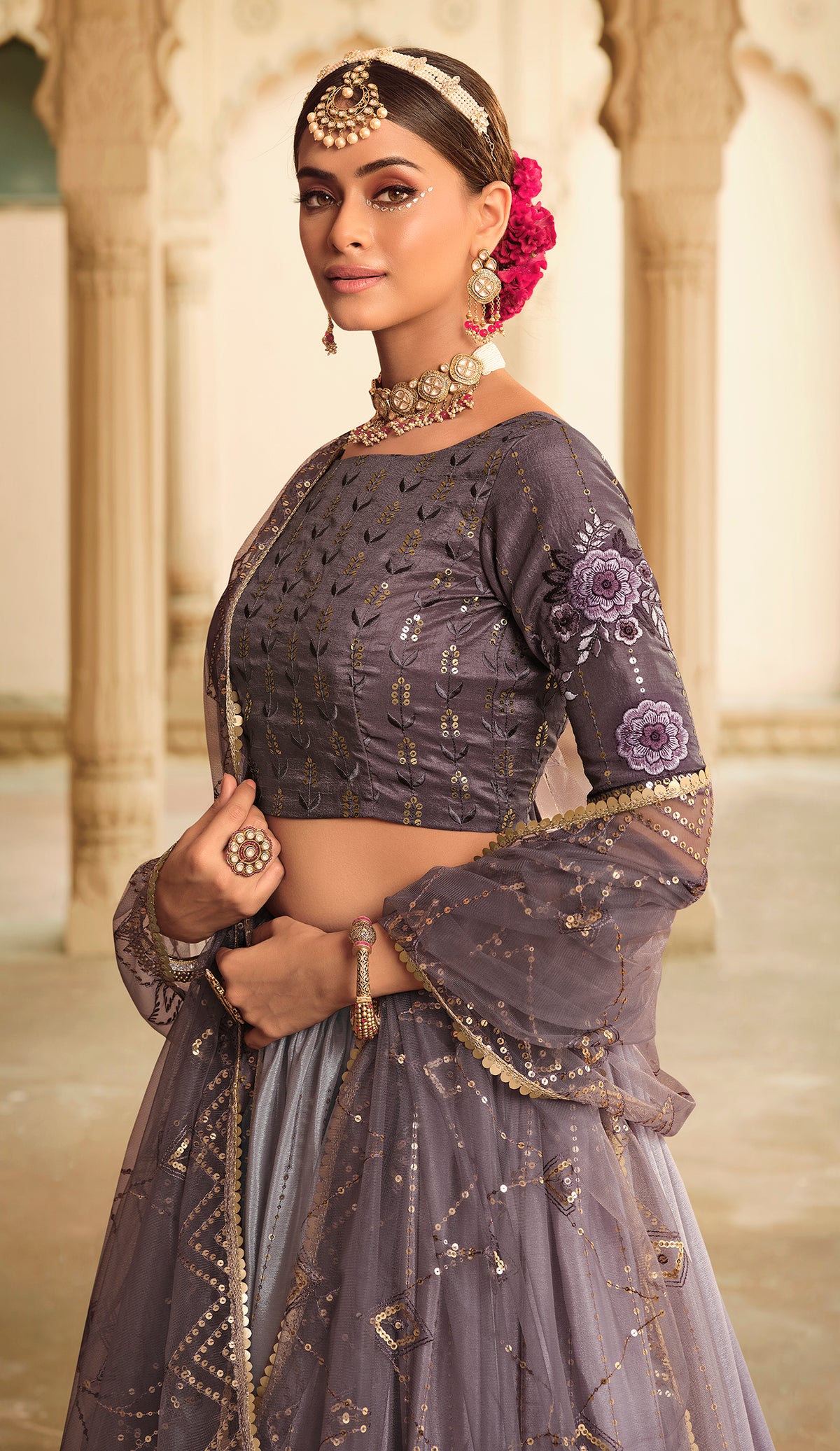 Beautiful Dusty Color Lehenga Choli For Wedding - Joshindia