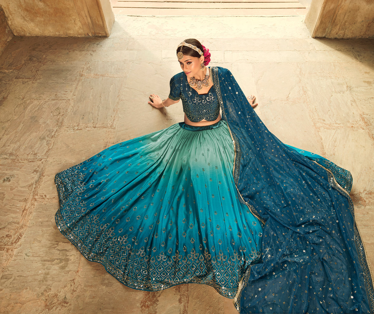 Beautiful Blue Color Lehenga Choli For Wedding - Joshindia
