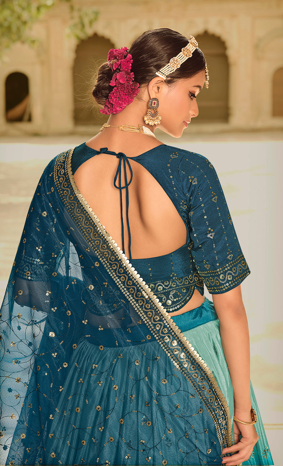 Beautiful Blue Color Lehenga Choli For Wedding - Joshindia