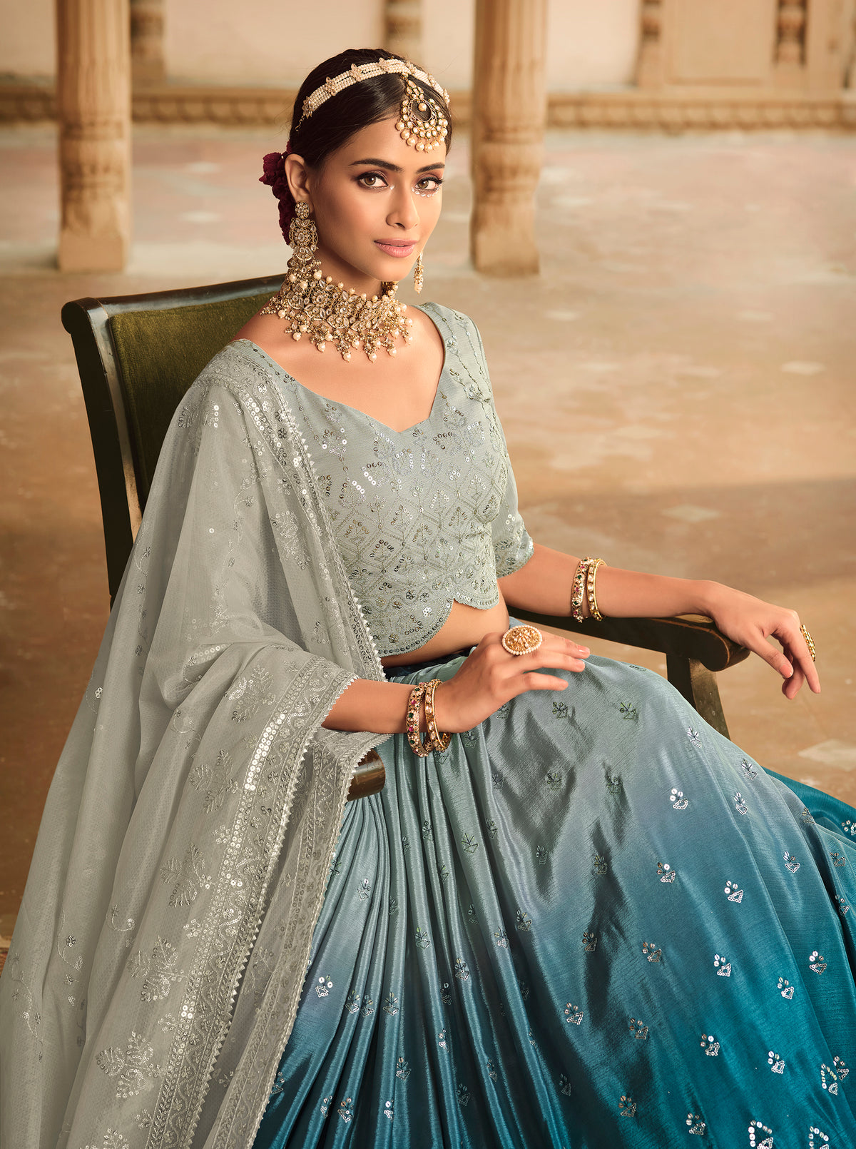 Beautiful Grey Color Lehenga Choli For Wedding - Joshindia