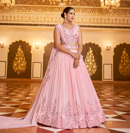 Amazing Pink Color Lehenga Choli For Wedding