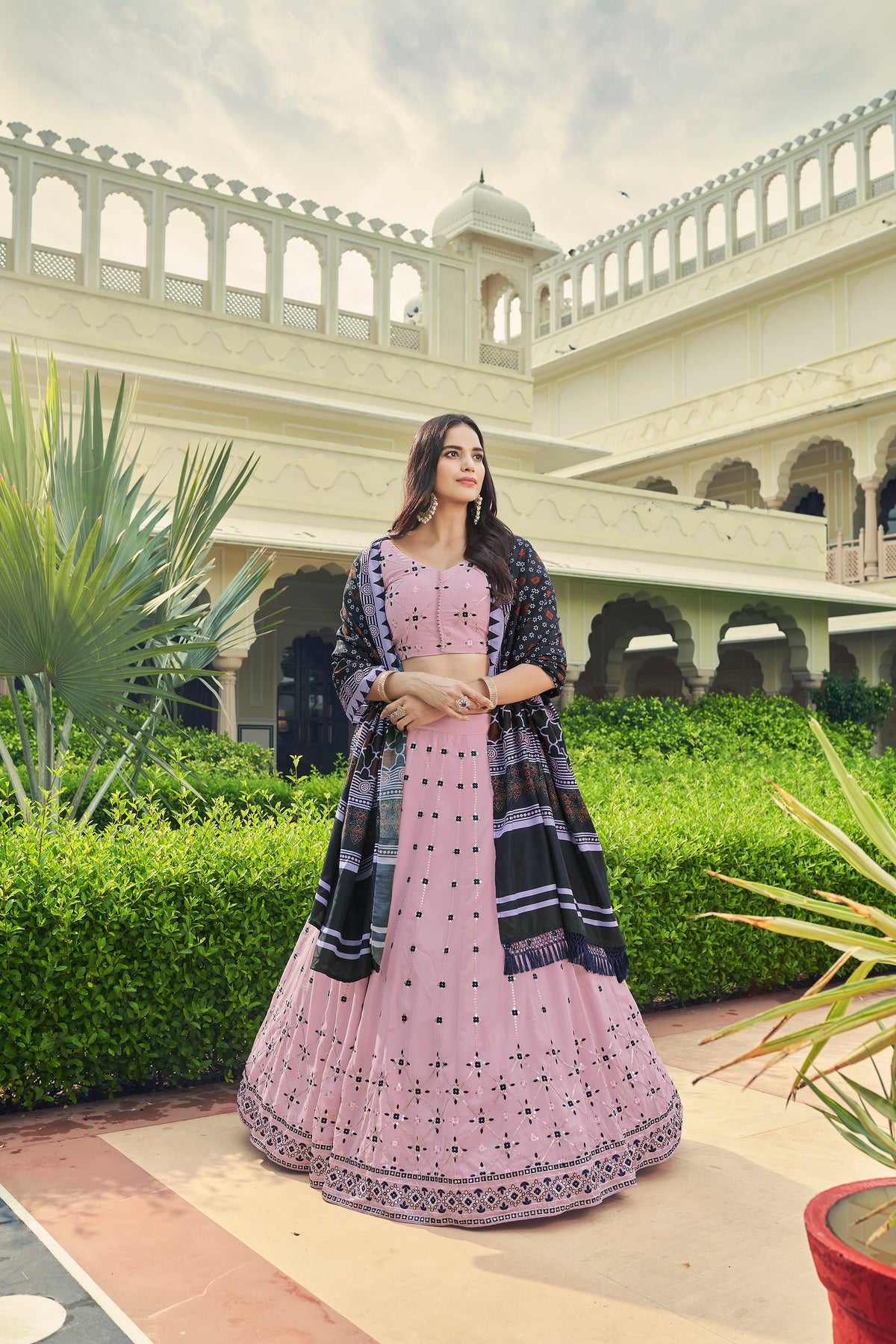 Dusty Pink Color Designer Embroidered Sequince Work Lehenga Choli - Joshindia