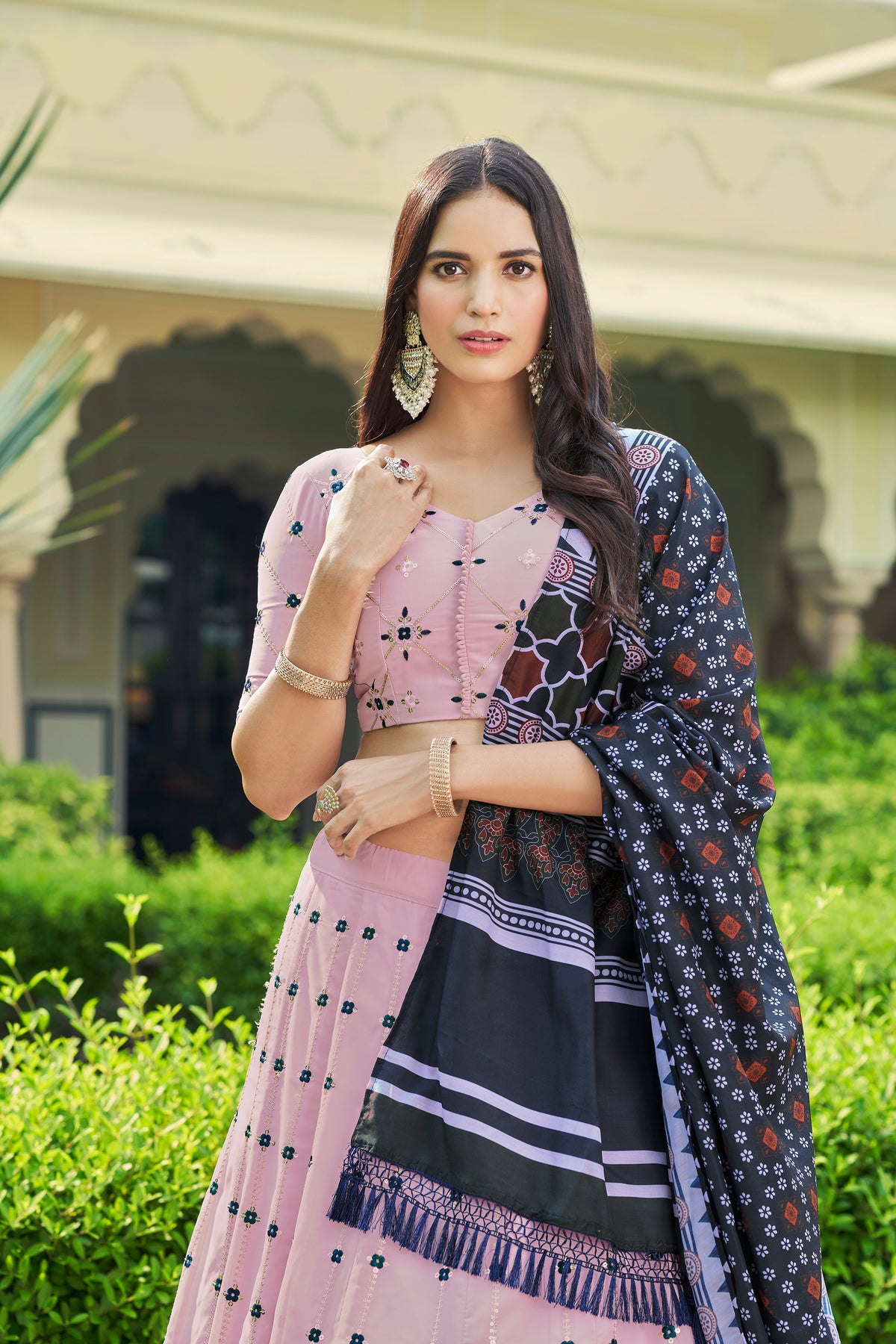 Dusty Pink Color Designer Embroidered Sequince Work Lehenga Choli - Joshindia