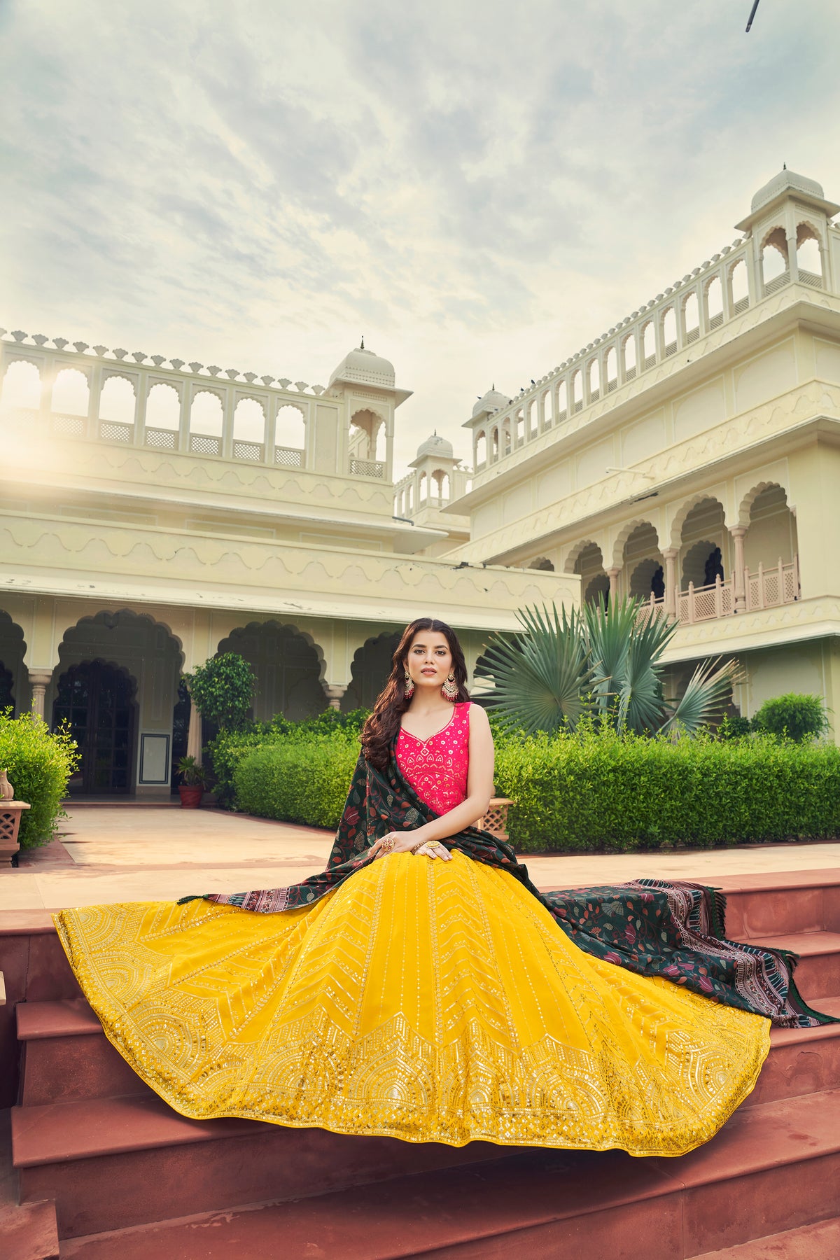 Dusty Yellow Color Designer Embroidered Sequince Work Lehenga Choli - Joshindia
