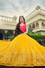 Dusty Yellow Color Designer Embroidered Sequince Work Lehenga Choli - Joshindia
