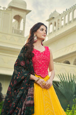 Dusty Yellow Color Designer Embroidered Sequince Work Lehenga Choli - Joshindia