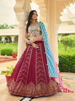 Deep Pink Color Designer Embroidered Sequince Work Lehenga Choli - Joshindia
