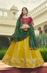 Flourecent Green Color Designer Embroidered Sequince Work Lehenga Choli - Joshindia