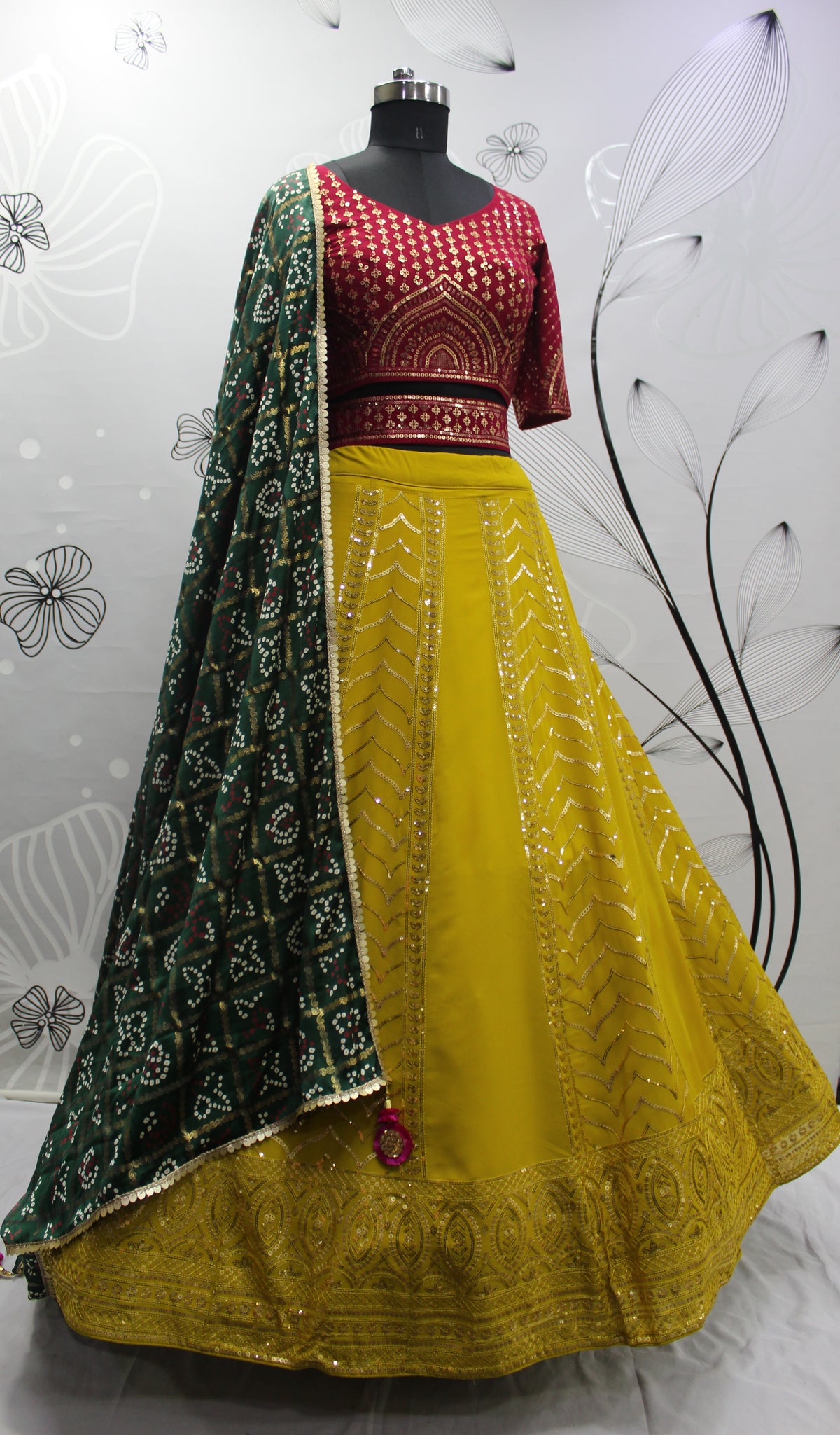 Flourecent Green Color Designer Embroidered Sequince Work Lehenga Choli - Joshindia
