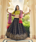 Navy Blue Color Designer Embroidered Sequince Work Lehenga Choli - Joshindia